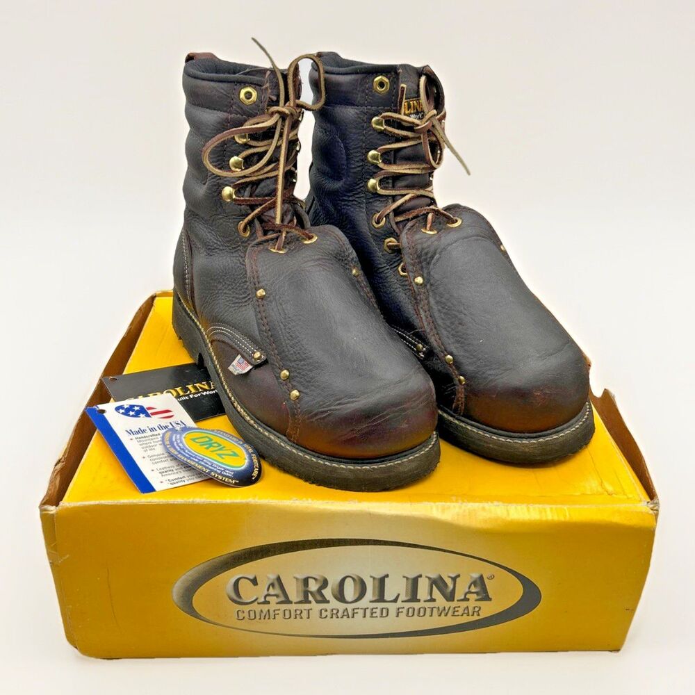 Carolina 8" Steel Toe Metguard Boots Men's 10 D Brown Briar Leather EH Vibram